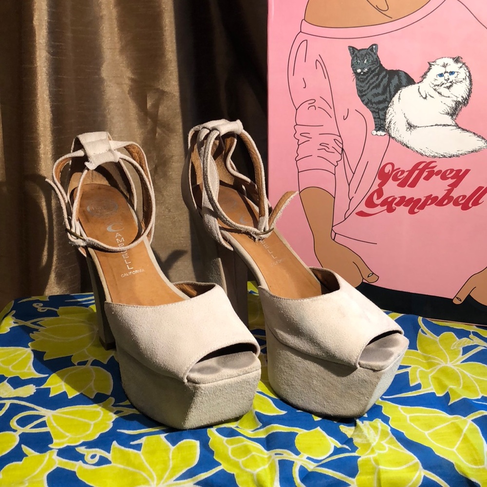 Jeffrey Campbell Cream Suede Platform Sandals